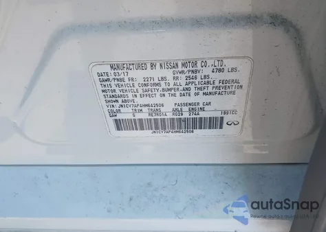 2017 Infiniti Q50 2.0T Base from USA, damaged, VIN JN1CV7AP4HM642506